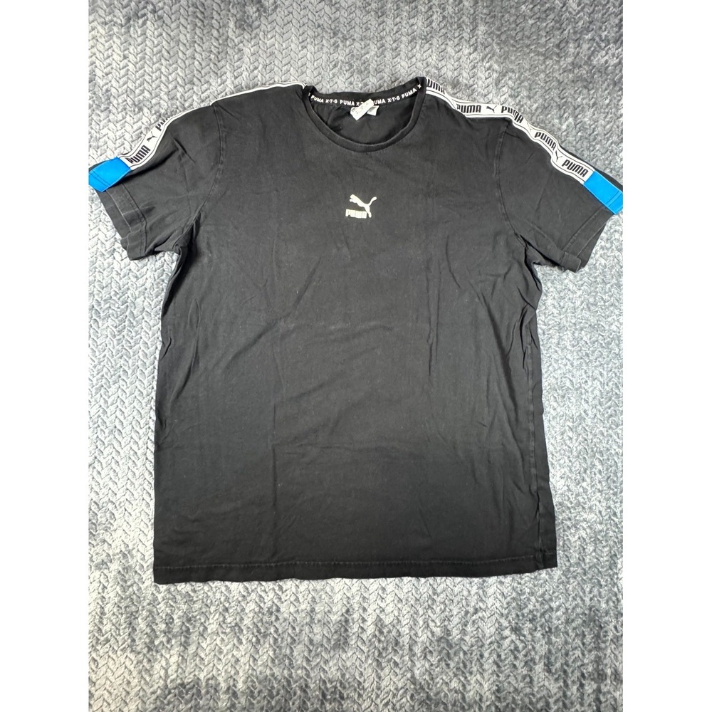 Puma T Shirt Mens XL Black Cotton Stretch Logo Gym‎ Training Running Athletic